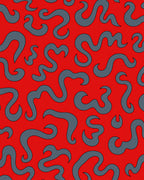 Red and Gray Abstract Swirls Rug