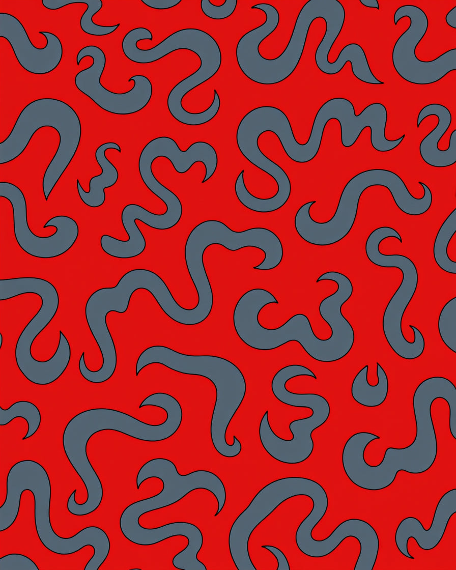 Red and Gray Abstract Swirls Rug