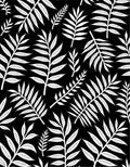 Chic Black White Leaf Pattern Rug