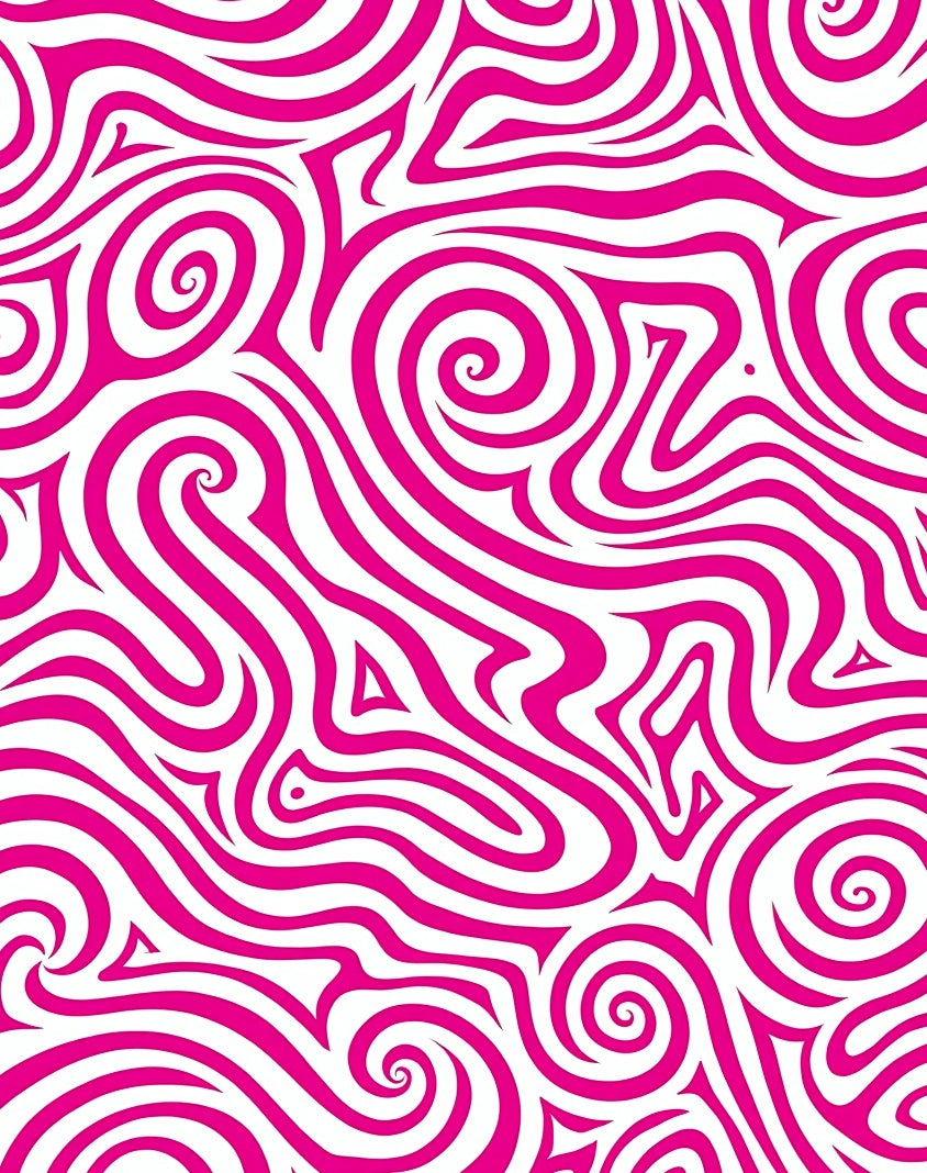 Pink White Swirling Waves Rug