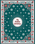 Teal Snowflake Border Christmas Rug