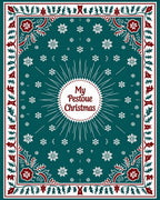 Teal Snowflake Border Christmas Rug