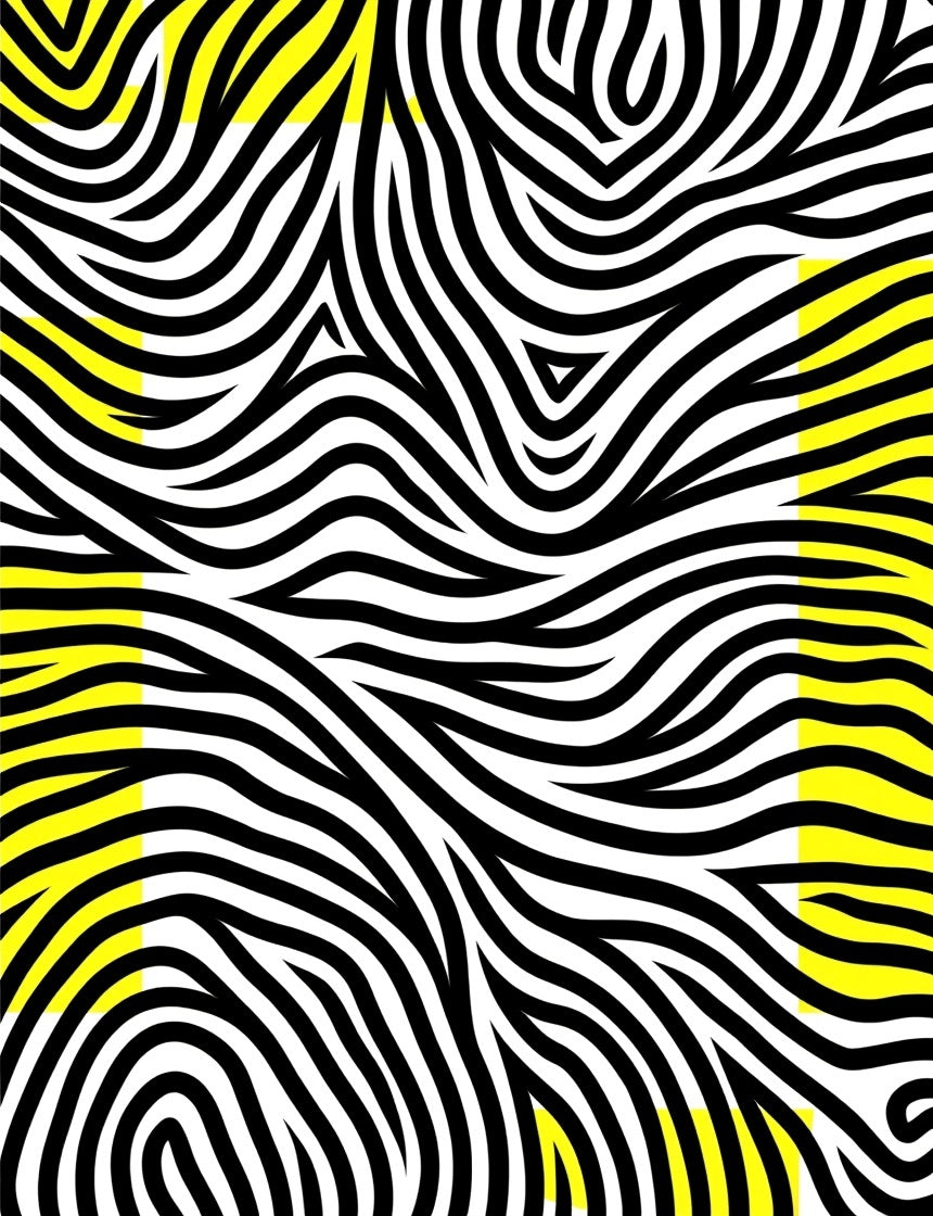 Bold Black Yellow Abstract Waves Rug