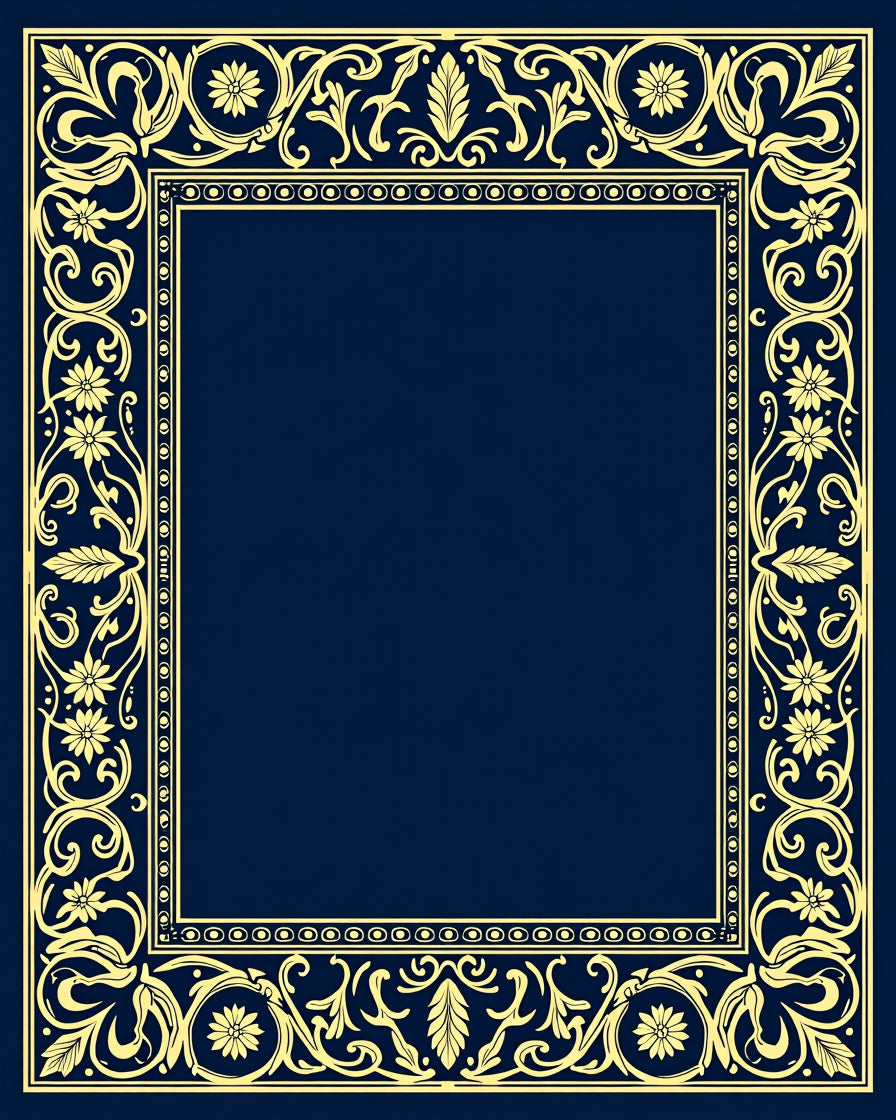 Elegant Floral Scroll Border Design Rug