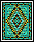 Luminous Teal Golden Diamond Geometric Rug