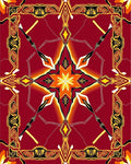 Geometric Dazzle Red and Gold Rug