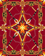 Geometric Dazzle Red and Gold Rug