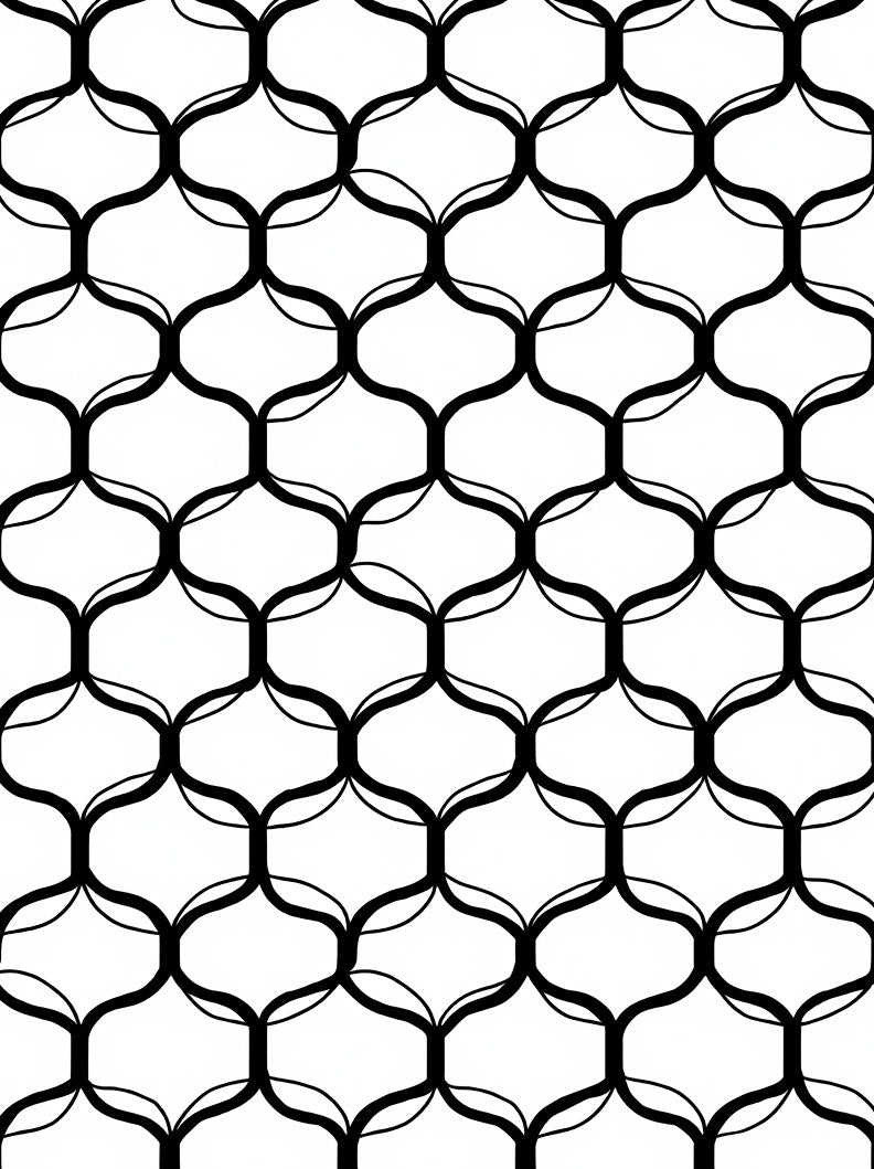Abstract Black White Geometric Chain Rug