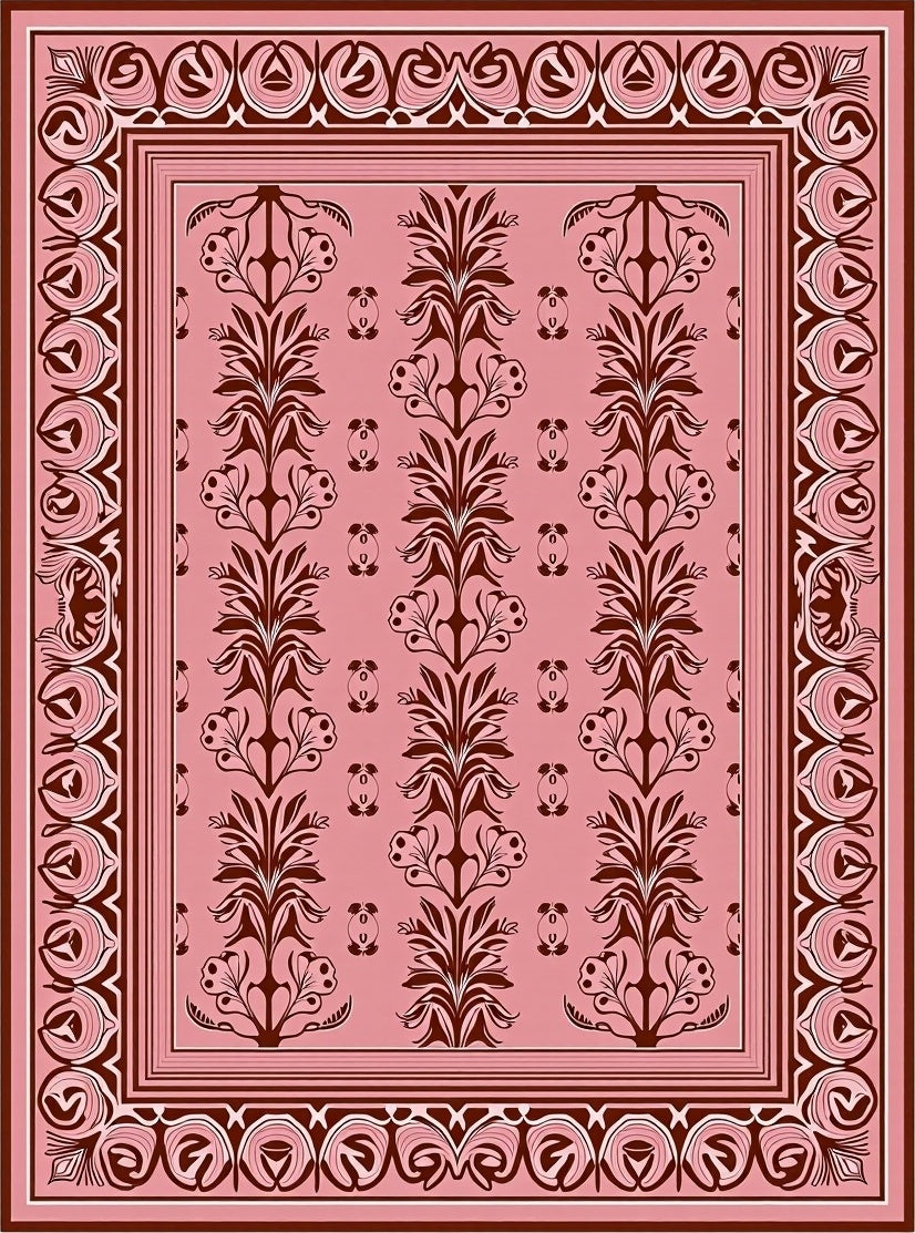 Retro Floral Scroll Pattern Rug