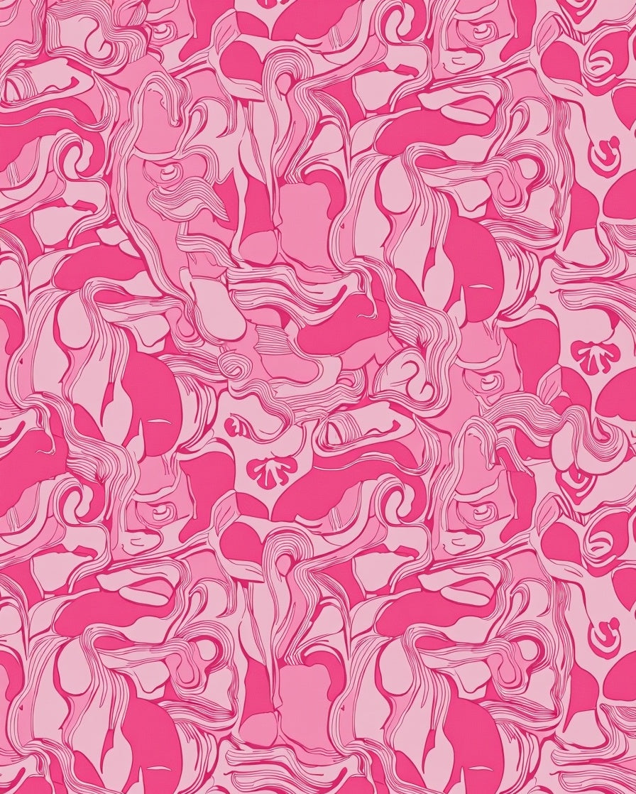Pink Flowing Abstract Swirls Rug