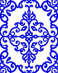 Classic Blue Scrolls Pattern Rug