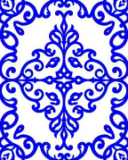 Classic Blue Scrolls Pattern Rug