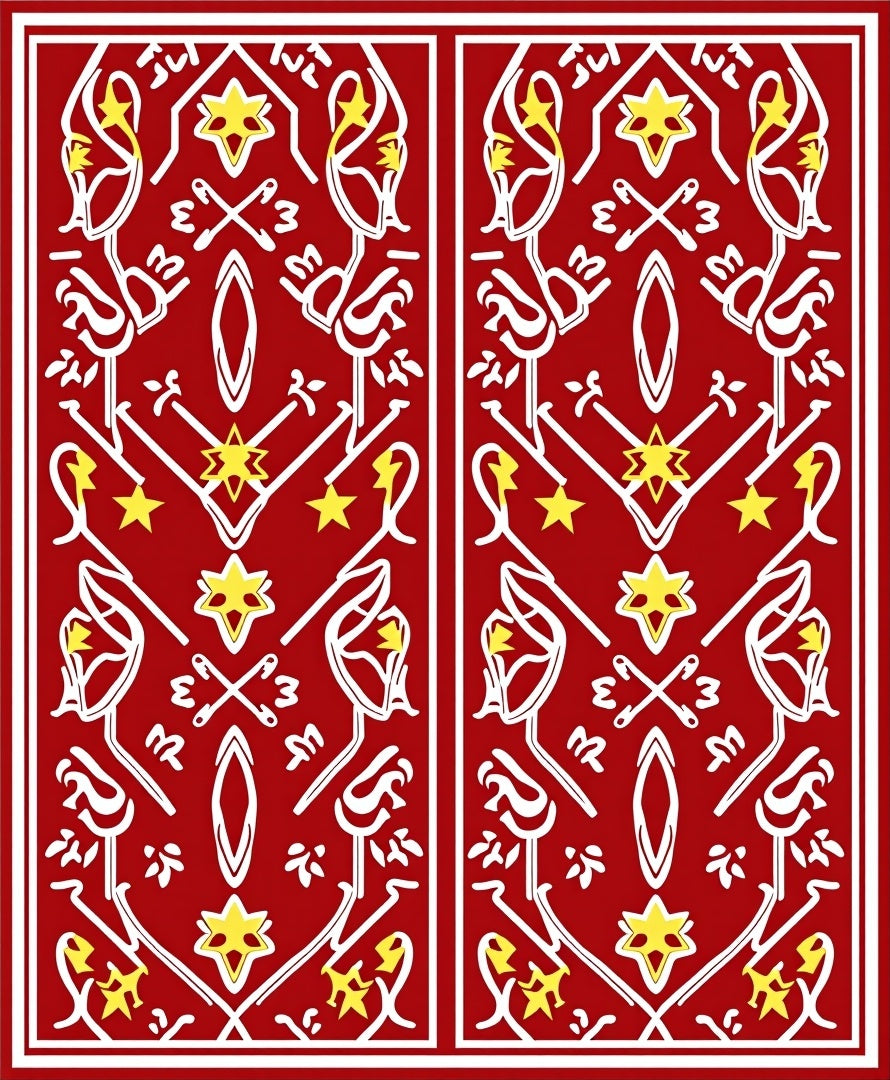 Vibrant Red Golden Star Medallion Rug