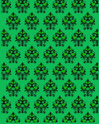 Intricate Black Green Floral Pattern Rug