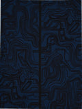 Navy Abstract Line Art Rug