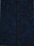 Navy Abstract Line Art Rug