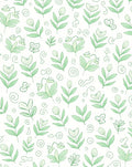 Delicate Green Leaf Swirl Pattern Rug
