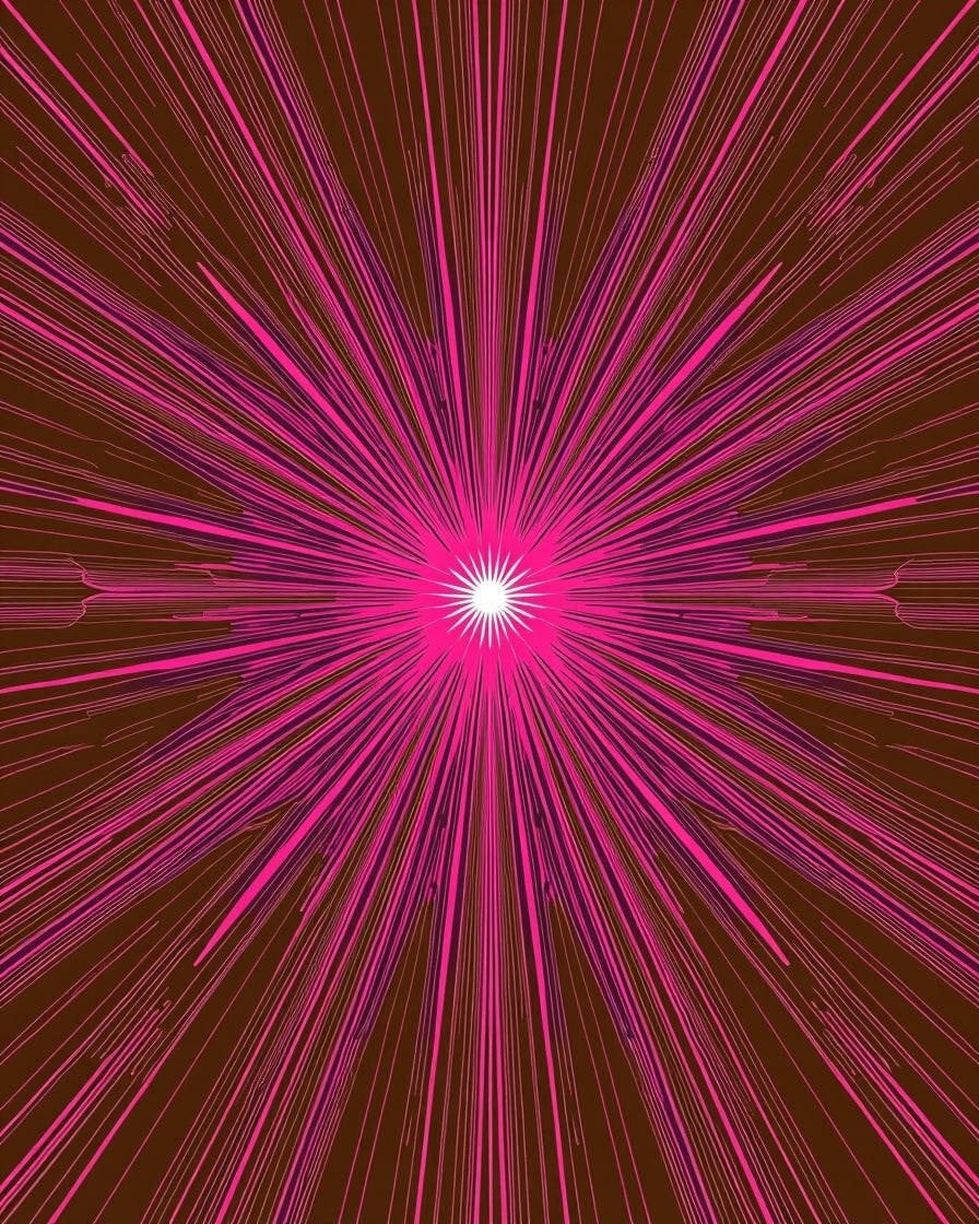 Radiant Burst Pink Brown Abstract Pattern Rug