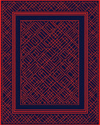 Orange Geometric Maze Pattern Rug