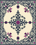 Ornate Floral Scrollwork Patterned Rug