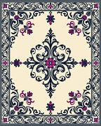 Ornate Floral Scrollwork Patterned Rug