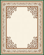 Ornamental Brown Scrollwork Cream Border Rug