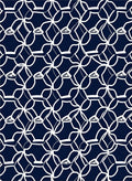 Navy White Abstract Geometric Pattern Rug