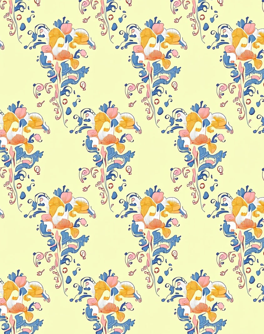 Scrolled Floral Pattern with Orchid Accents Rug