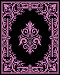 Ornate Pink Acanthus Scrollwork Square Design Rug