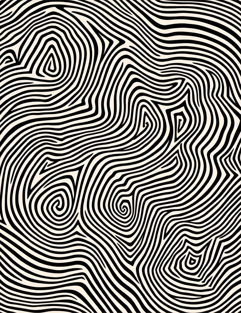 Abstract Black White Swirl Design Rug