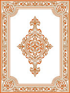 Ornate Scrollwork Floral Frame Design Rug