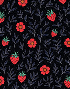 Red Strawberry and Floral Illustration Design Rug