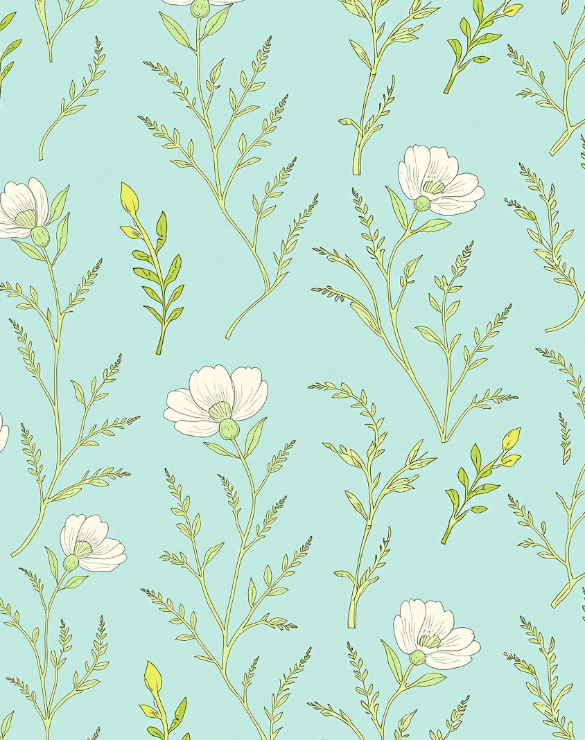 Delicate Floral Branches Pattern Design Rug