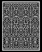 Intricate Black White Linear Pattern Rug