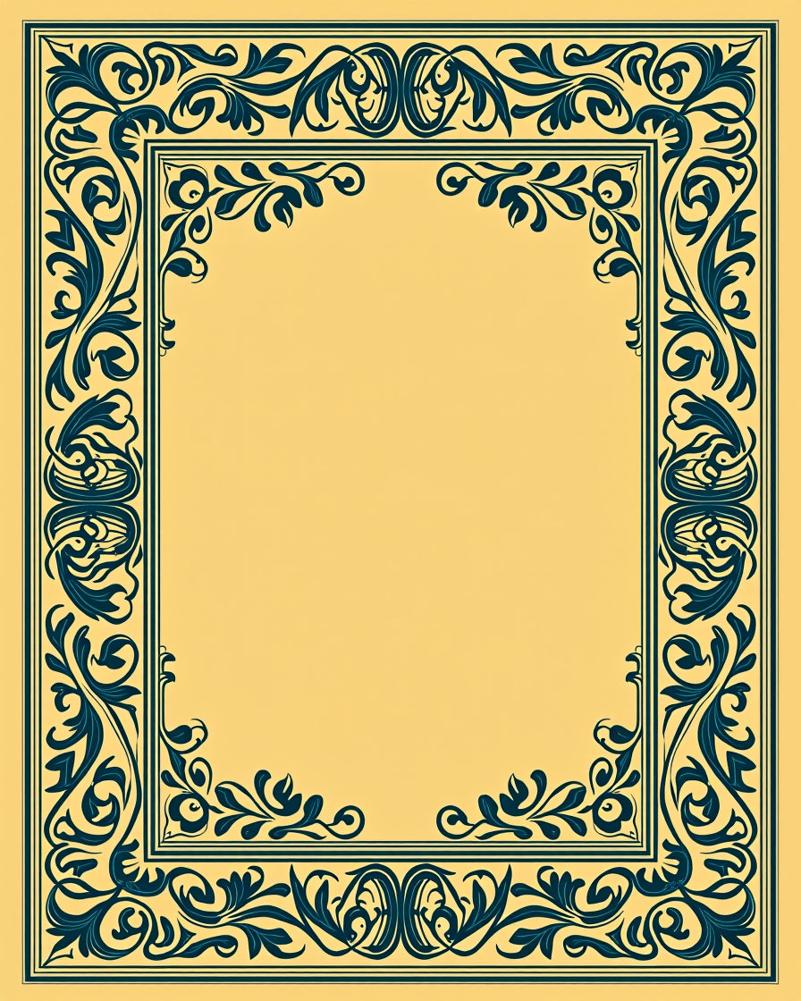 Ornate Floral Frame Design Rug