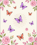 Floral Butterfly Patterned Delightful Rug