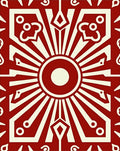 Radiant Red Cream Geometric Sunburst Rug