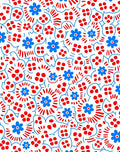 Bold Red Blue Floral Pattern Rug