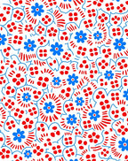 Bold Red Blue Floral Pattern Rug