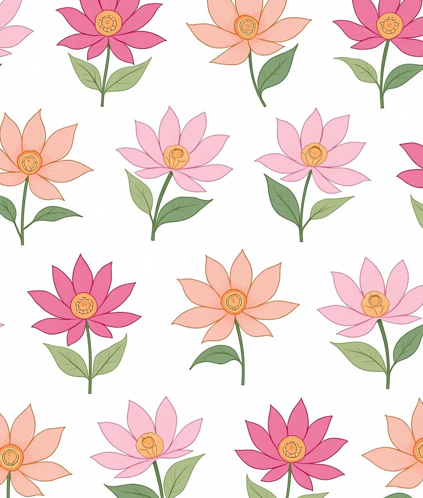 Drawn Petal Flower Pattern Rug
