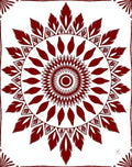 Crimson Sunburst Mandala Pattern Rug