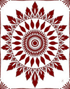 Crimson Sunburst Mandala Pattern Rug