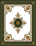 Ornate Floral Emblem Border Rug