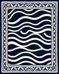 Naval Wave Pattern Border Rug