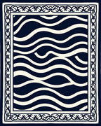Naval Wave Pattern Border Rug