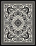 Intricate Black Cream Floral Mandala Rug