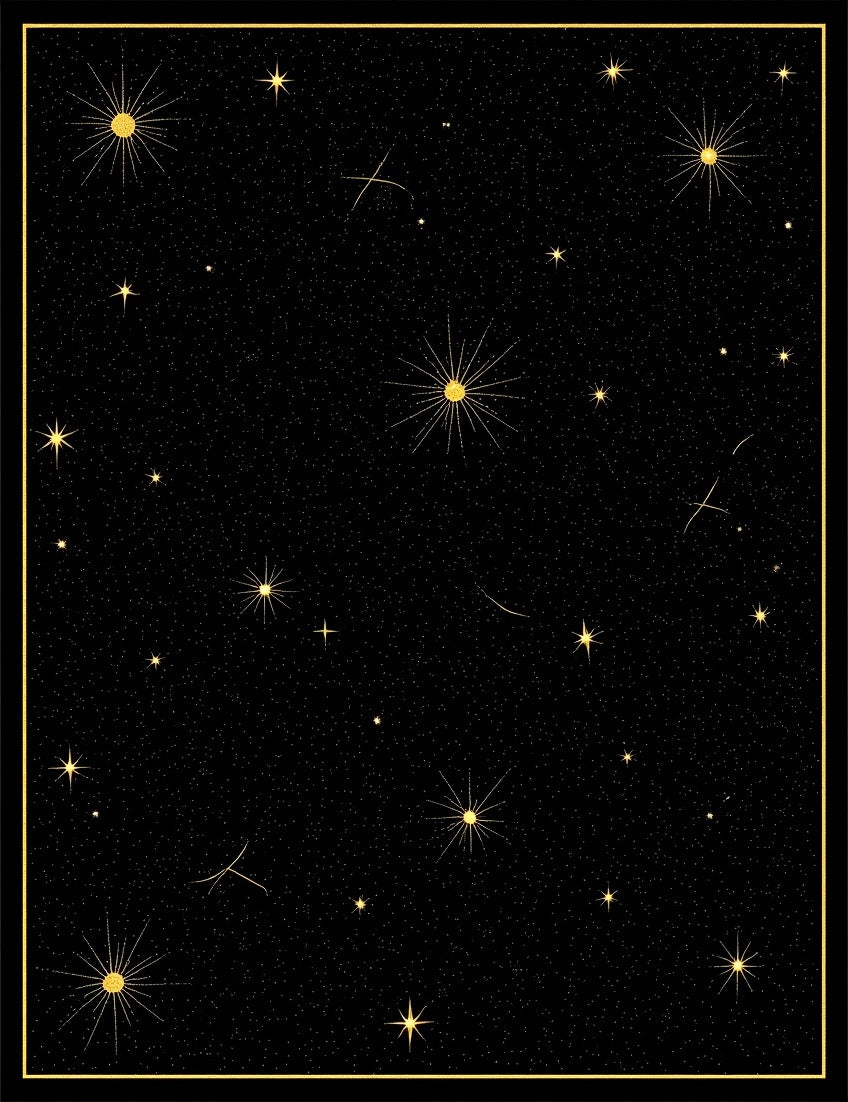 Celestial Starburst Gold Black Pattern Rug
