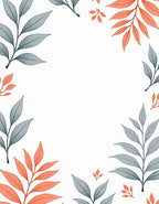Coral And Grey Leaf Pattern Rug