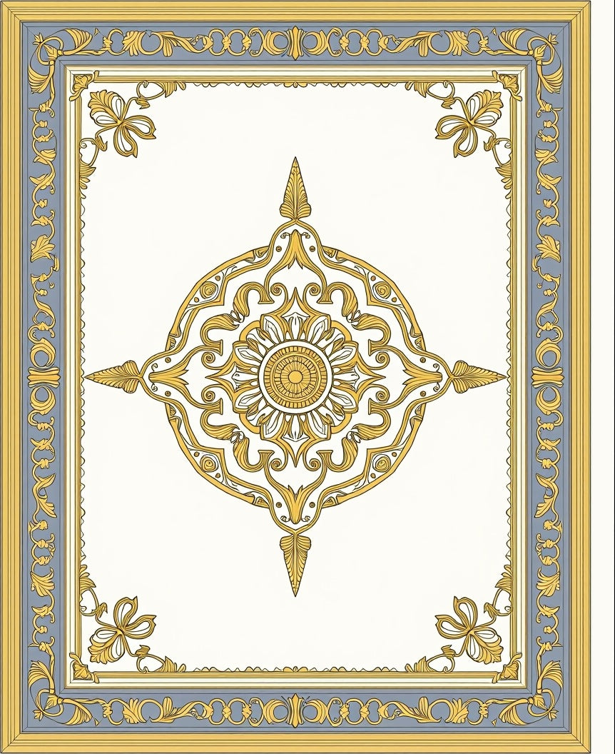 Grand Floral Medallion Blue Gold Rug