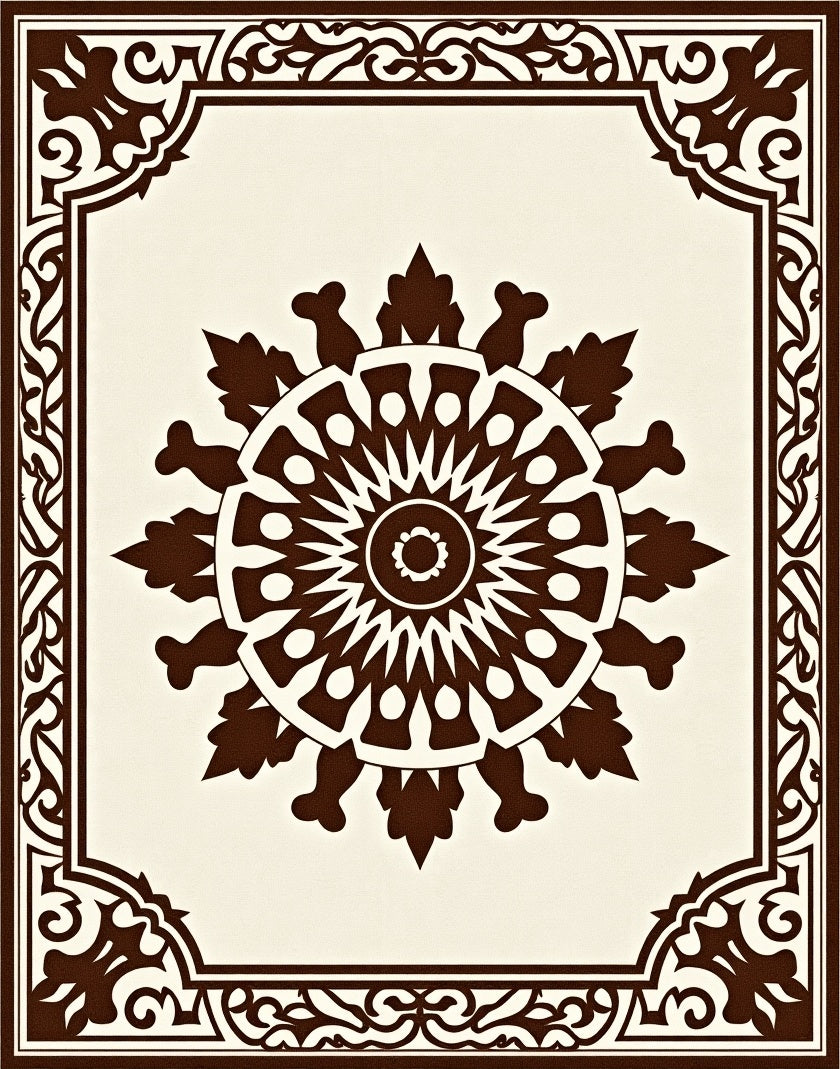 Ornate Dark Floral Medallion Pattern Rug